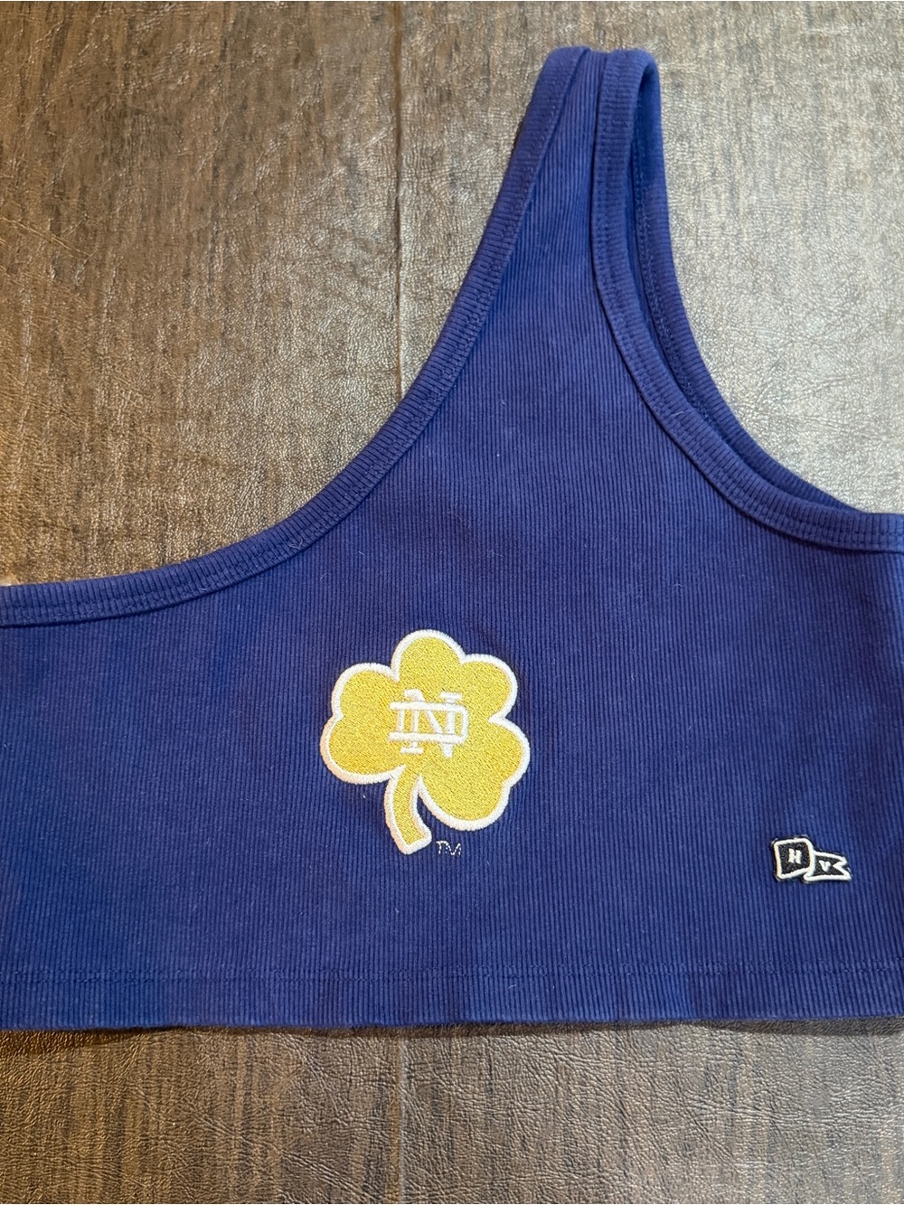 Hype and Vice Navy Ribbed Athletic Crop Too Notre Dame Sz S